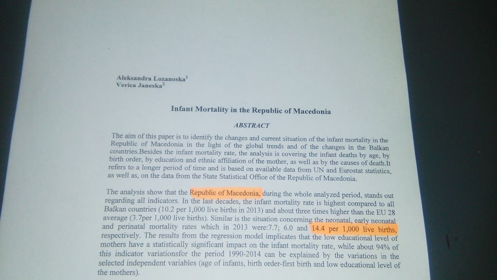 Studija Smrtnost na novorodencinja vo Makedonija (1)