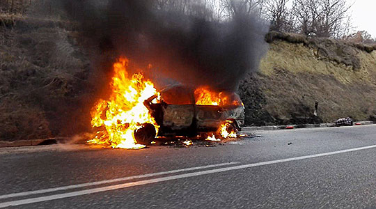 Несреќа кај Охрид: Возач загина откако со автомобил удри во кучиња и се запали