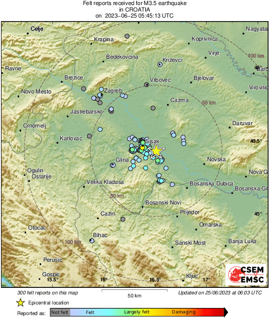 Земјотрес од 3,5 степени кај Сисак