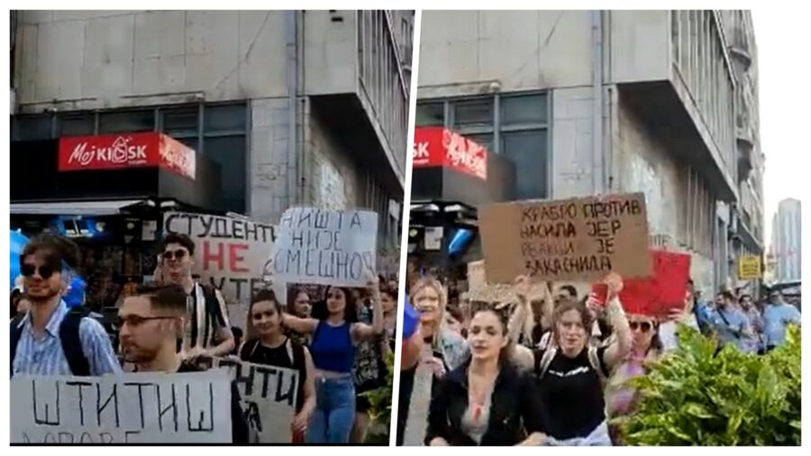 (ВИДЕО) „Укинувате училишта, а не реални шоуа“: Српските студенти се упатија кон Собранието