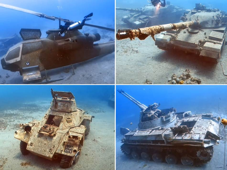 (ВИДЕО) Тенкови и хеликоптери „војуваат“ во Црвеното Море, фронтот на дното е покриен со корали
