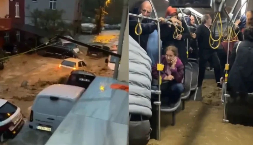 (ВИДЕО) Хаотични сцени во Истанбул – патишта се уриваат, поројните води носат автомобили, поплавени се болници и метрото